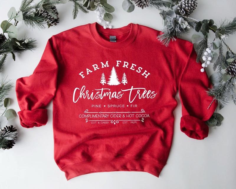 Farm Fresh Christmas Trees Shirt, Pine Spruce Fir, Christmas Gift Ideas, Holiday Shirt, Christmas Sweatshirt, Unisex...