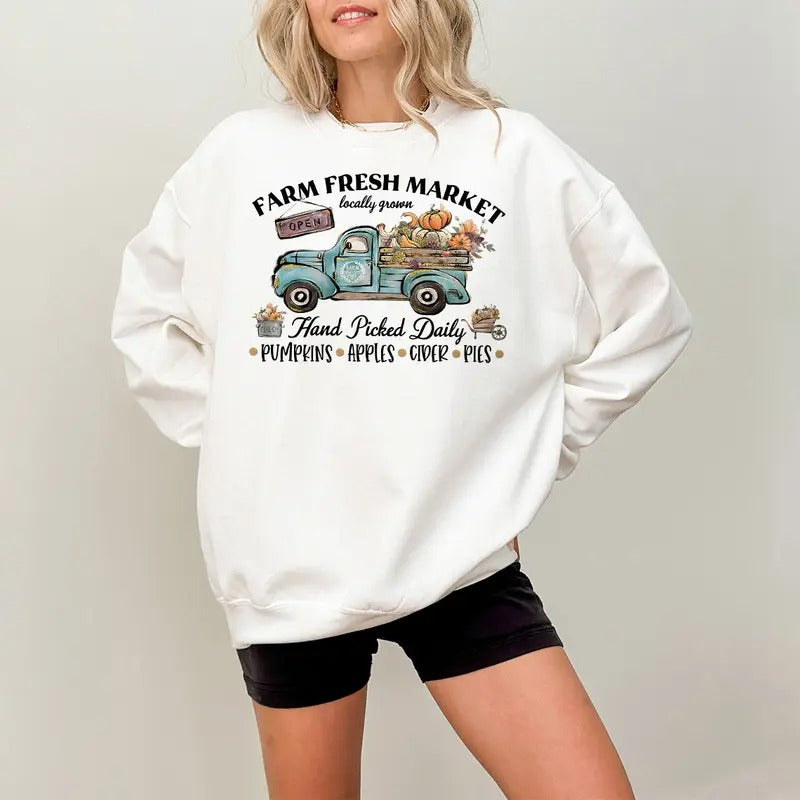 Farm Fresh Pumpkin Sweatshirt, Fall Pumpkin Season, Pumpkin Spice Sweater, Fall Crewneck Sweatshirt, Pumpkin Sweatshirt,...
