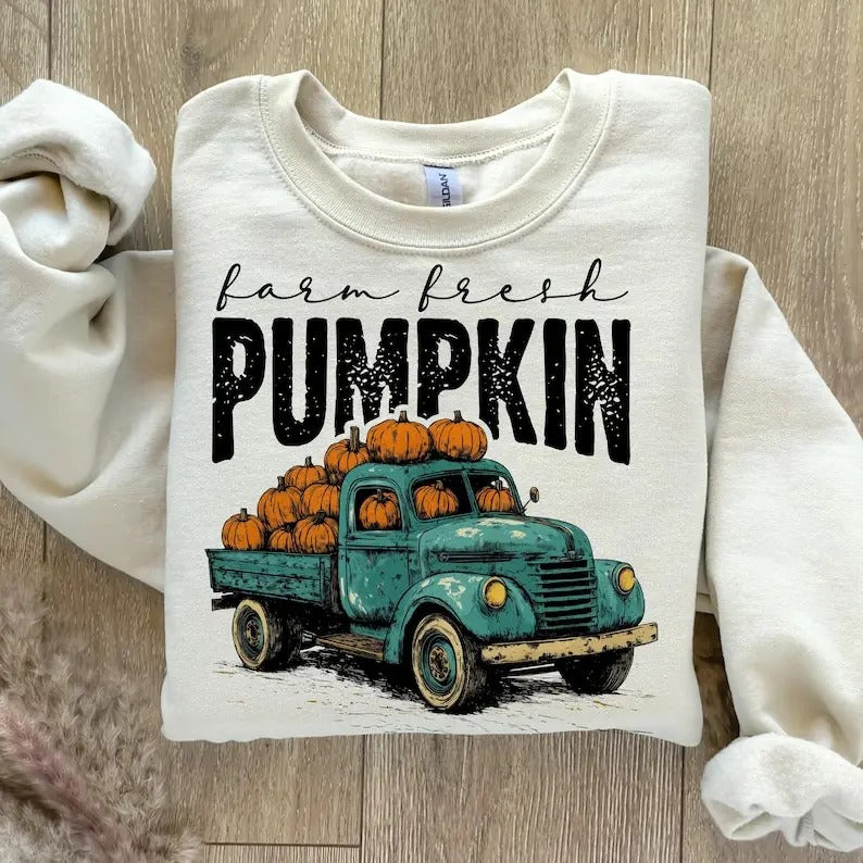 Farm fresh pumpkins Sweater, Retro fall Shirt Cotton Menswear pumpkin crewneck Hoodie, Sweatshirt | HypeDripTees.com