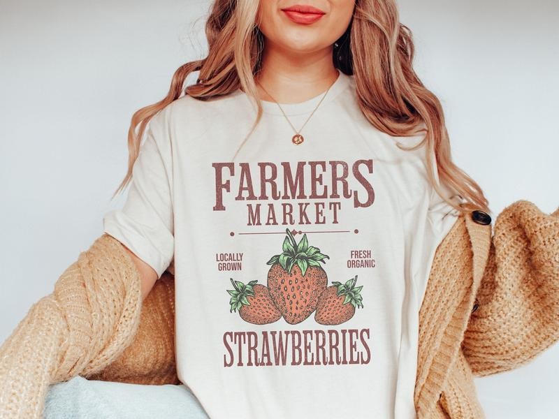 Farmers Market Strawberry T Shirt, Strawberry Lover Gift Casual Colorful Summer Top Hoodie, Sweatshirt | HypeDripTees.com