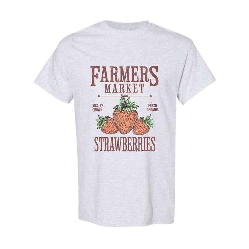 Farmers Market Strawberry T Shirt, Strawberry Lover Gift, Full Color, Full Size Hoodie, Sweatshirt | HypeDripTees.com