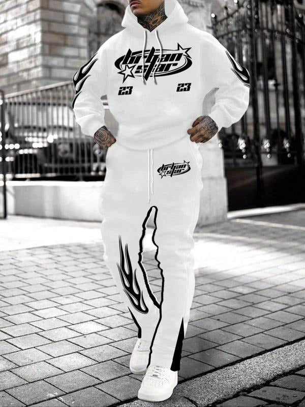 Fashion K Letter Print Couple Hoodies, Unisex Casual Hooded Sweatshirt Set, Stylish Graphic Pullover for Men & Women T-Shirts