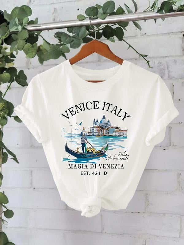 Fashionable Vintage Style Women's Summer Casual Sporty Shirt, Round Neck Short Sleeve T-Shirt S-Xxl, Stylish Printed...