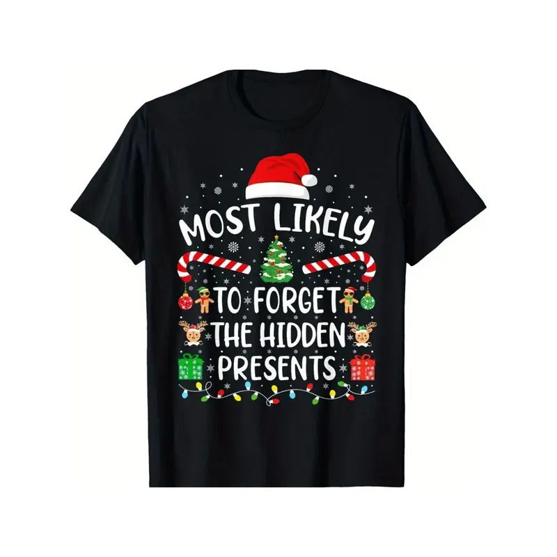 [Fast Arrival] Most Likely To Forget The Hidden Presents Christmas Family T-Shirt for Men Women, Christmas Halloween New...