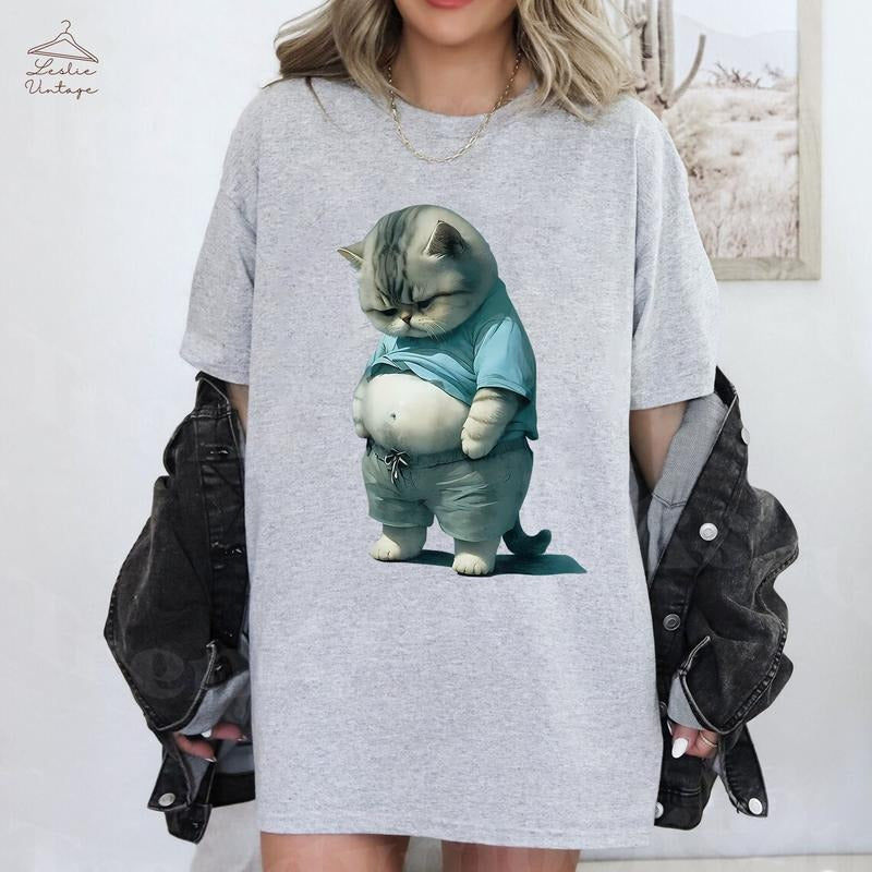Fat Belly Cat Shirt, Fat Kitten Shirt, Funny Vintage Kitten Shirt Best Price Hoodie, Sweatshirt | HypeDripTees.com