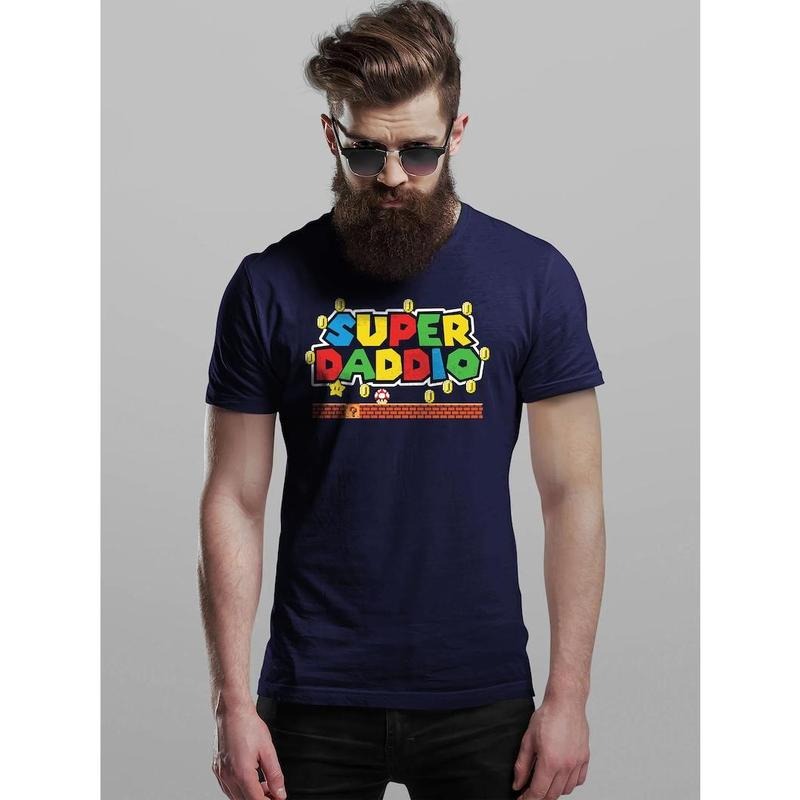 Fathers Day T Shirt SUPER DADDIO Gamer Dad Fun Gift Novelty T-Shirts Hoodie, Sweatshirt | HypeDripTees.com