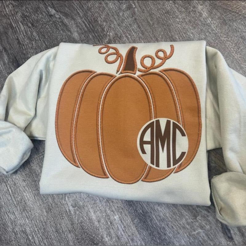 Faux Embroidered Monogram Sweatshirt - leave monogram in notes (first LAST middle) T-Shirts, Hoodie | HypeDripTees.com