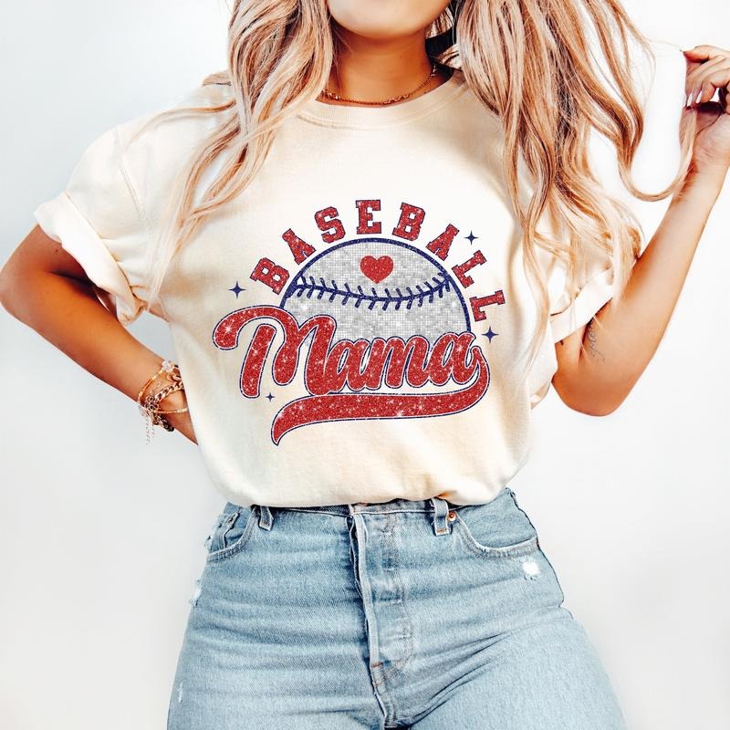 Faux Sequin Baseball Mama T-Shirt, Baseball T-Shirt, Sports T-Shirt, Baseball Mom T-Shirt Hoodie, Sweatshirt