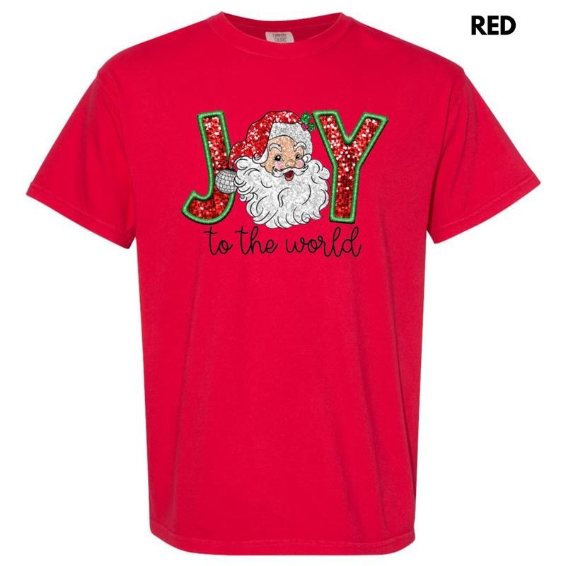 Faux Sequin Joy To The World Comfort Colors T-Shirt Hoodie, Sweatshirt | HypeDripTees.com