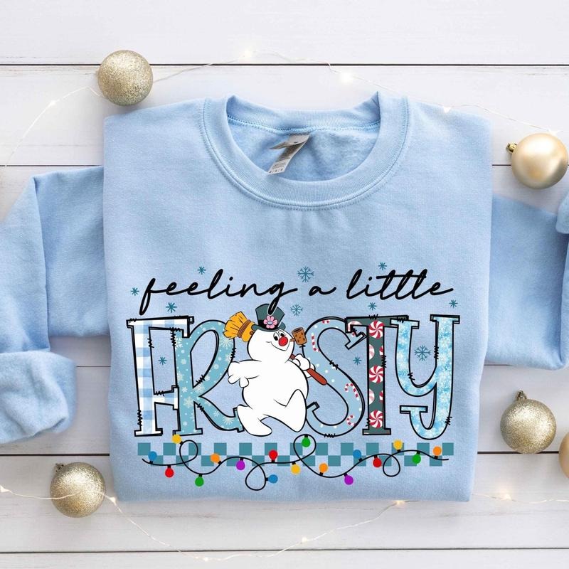 Feeling A Little Frosty Shirt, Sweatshirt For Christmas, Cute Snowman Sweatshirt, Christmas Gift, Cute Winter Gift,...