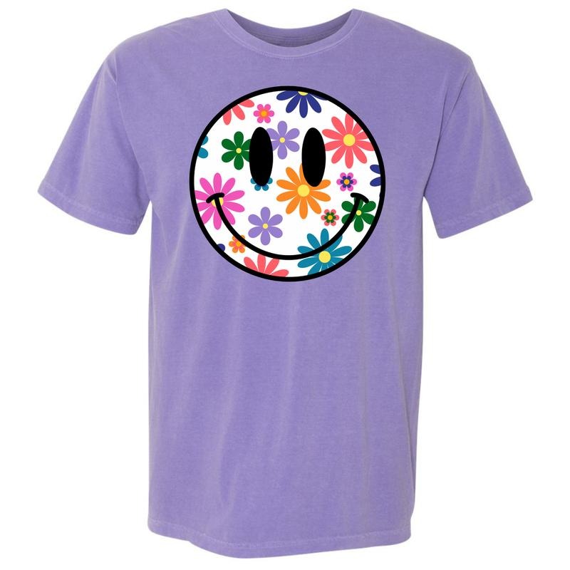 Feeling Floral Happy Face Comfort Colors T-Shirt 'NLB' Hoodie, Sweatshirt | HypeDripTees.com