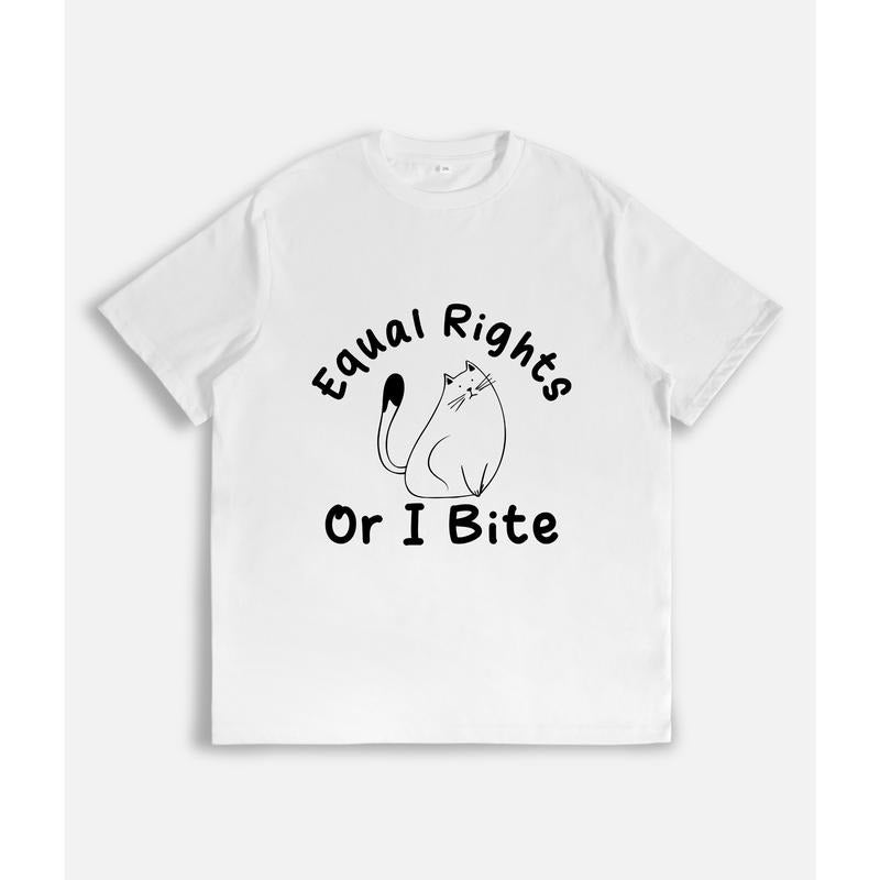 Feisty T - Shirt with a Feminist Message and Cute Cat Graphic: "Equal Rights Or I Bite" Hoodie, Sweatshirt | HypeDripTees.com