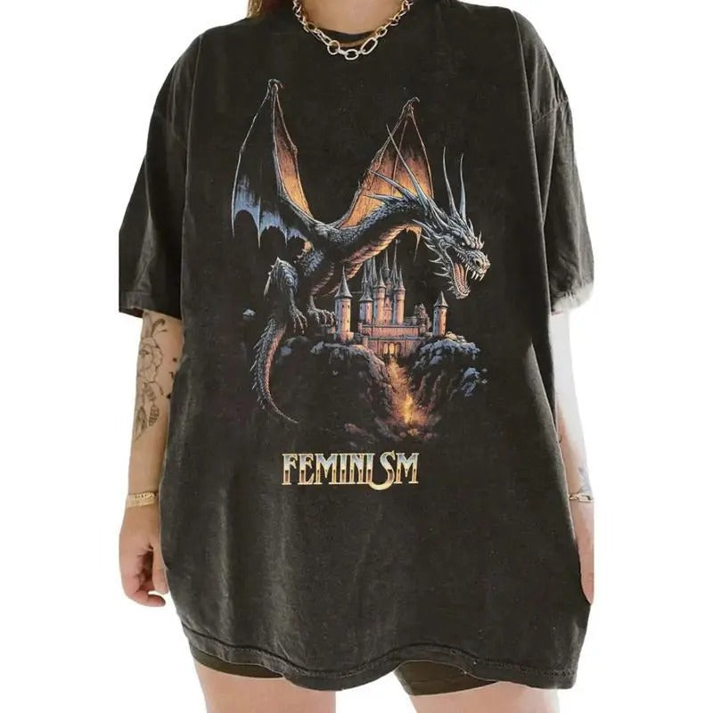 Feminism Dragon Fantasy T-Shirt, Unisex T-Shirt Hoodie, Sweatshirt | HypeDripTees.com