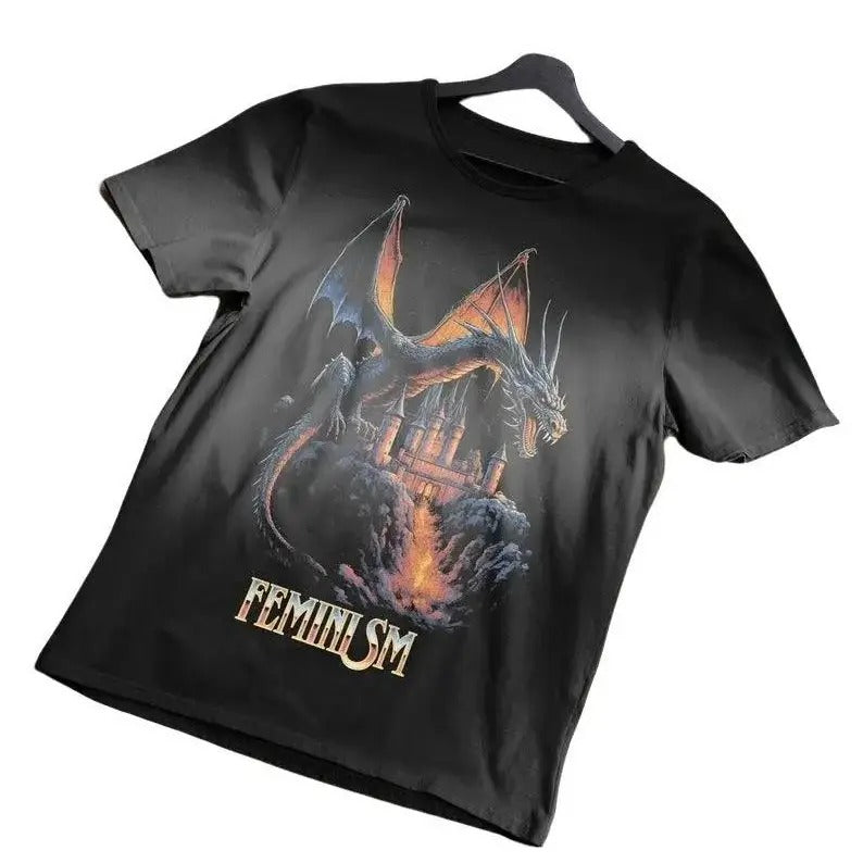 Feminismmm Dragonn Fantasy T-Shirt High Quality Soft Tee-shirt Mens Graphic Tshirt Hoodie, Sweatshirt | HypeDripTees.com