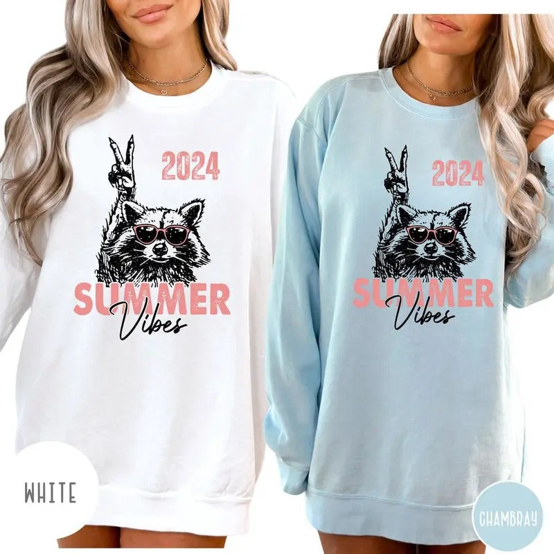 Feral Girl Summer Raccoon Sweatshirt, Funny Meme Raccoon Tee Shirt, Feral Shirt, Cowgirl Shirt, Western Shirt, Funny...