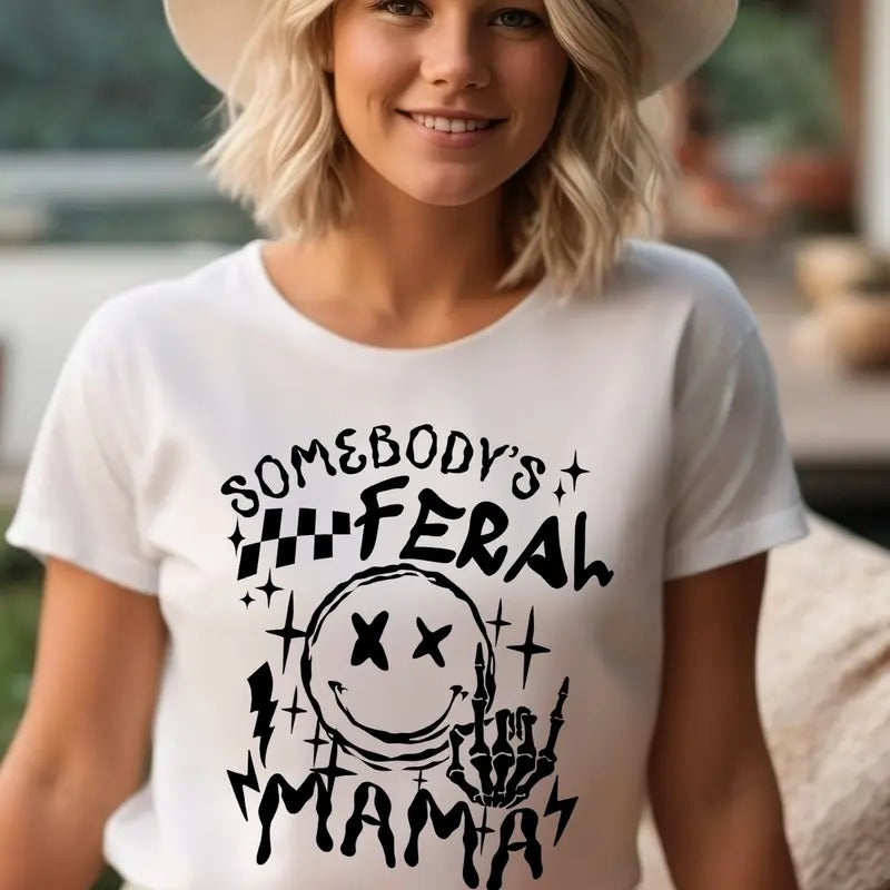 Feral Mama Unisex T-Shirt, Somebody's Feral Mama Shirt Comfort Fabric Hoodie, Sweatshirt | HypeDripTees.com