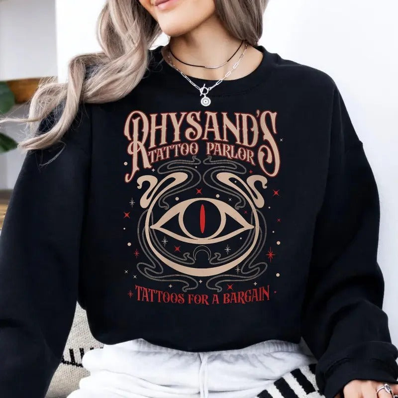 Feyre And Rhysand, Acotar Velaris Rhysand's Tattoo Parlor Shirt, Bookish Gift Black, The Night Court Tee, Novel Series...