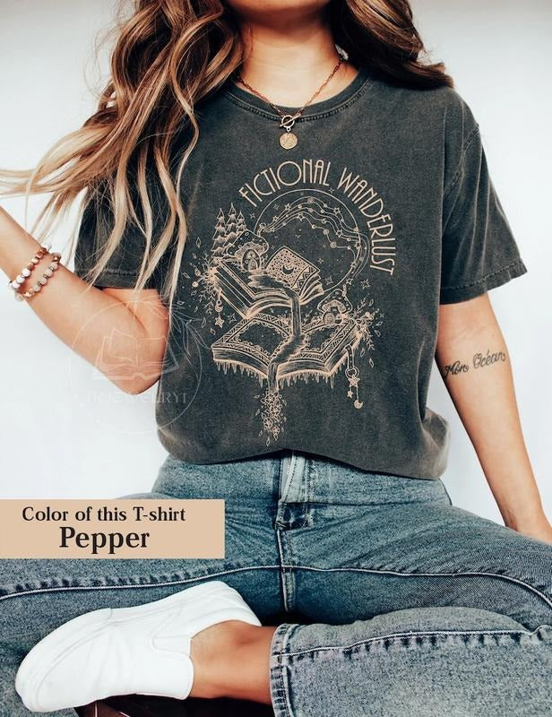 Fictional Wanderlust Shirt,Fictional Wanderlust Book Lover T-Shirt, Poet Shirt, Literary Shirt, Bookish T-shirt, Bookworm...