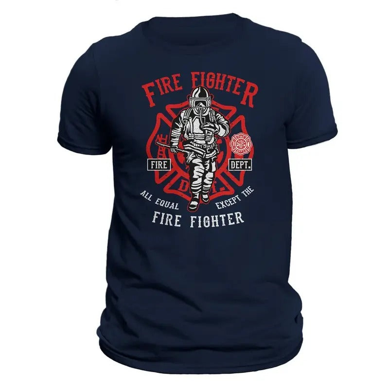 Fire Department Firefighter Retro Men's T-Shirt Casual Classic Cotton Crewneck Hoodie, Sweatshirt | HypeDripTees.com
