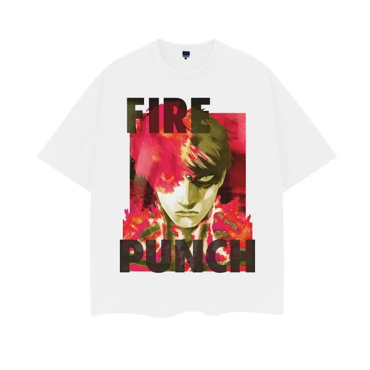 Fire Punch "Agni" Vintage Oversized Tee 100% Cotton Men's Casual T-Shirt with Original Design, Baggy Compression, Anime...