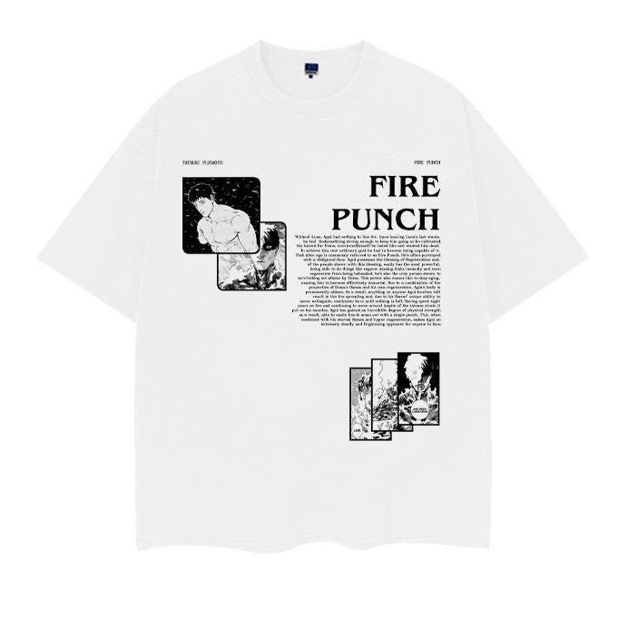 Fire Punch "Synopsis" Heavyweight Vintage Tee 100% Cotton OVERSIZED Anime T-shirt Menswear Top Casual Streetwear White...