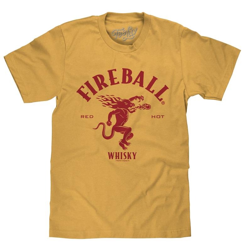 Fireball Whisky Red Hot Dragon Logo T-Shirt - Mustard Yellow Hoodie, Sweatshirt | HypeDripTees.com