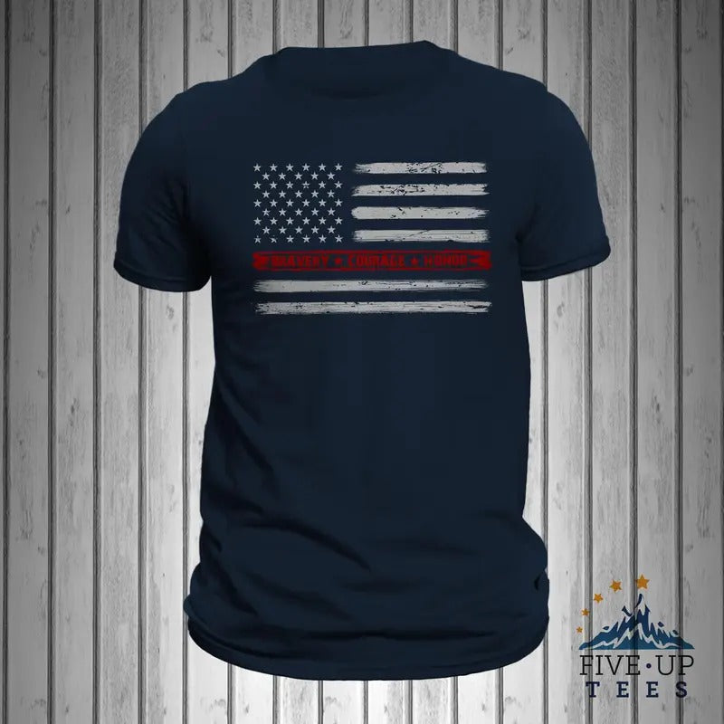 Firefighter Bravery Courage Honor Thin Red Line Flag Men's T-Shirt Hoodie, Sweatshirt | HypeDripTees.com
