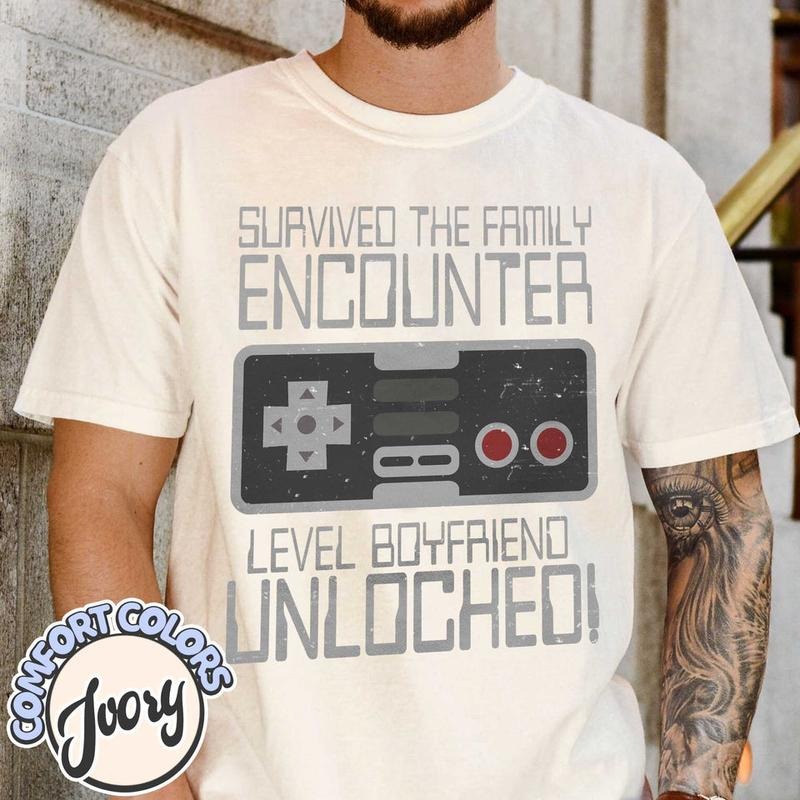 First Time Meeting My Family, Survived the Family Encounter: Level Boyfriend Unlocked T Shirt Hoodie, Sweatshirt