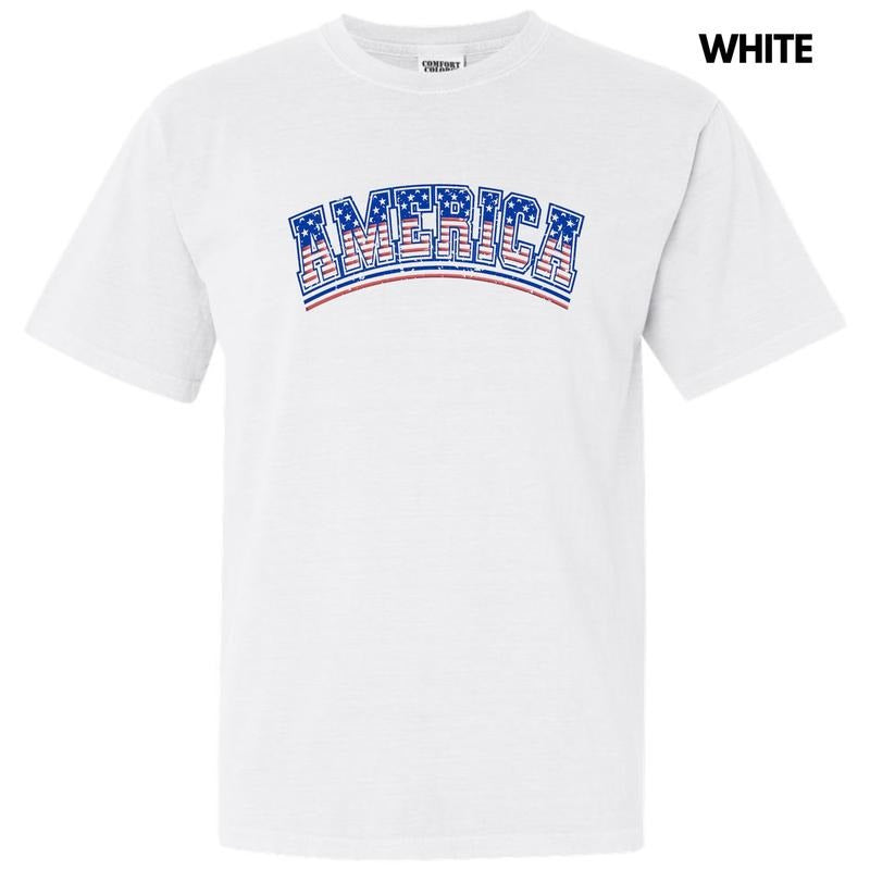 Flag America Puff Comfort Colors T-Shirt Hoodie, Sweatshirt | HypeDripTees.com