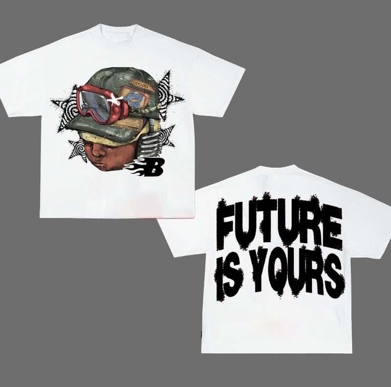 Flame Letter Future Is Your Graphic Big Face T Shirt Hip Hop Streetwear Y2k Fashion Hoodie, Sweatshirt | HypeDripTees.com
