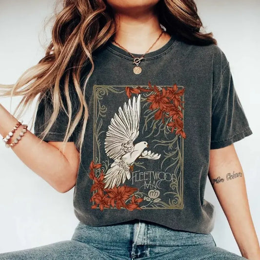 Fleetwood Mac Flower Shirt, Stevie Nicks Shirt, Music Rock Band T-Shirt