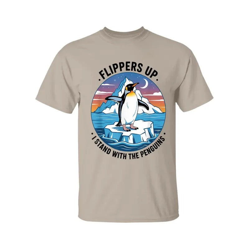 Flippers Up I Stand With The Penguins T-Shirt, Graphic Tee For Men, For Women Hoodie, Sweatshirt | HypeDripTees.com