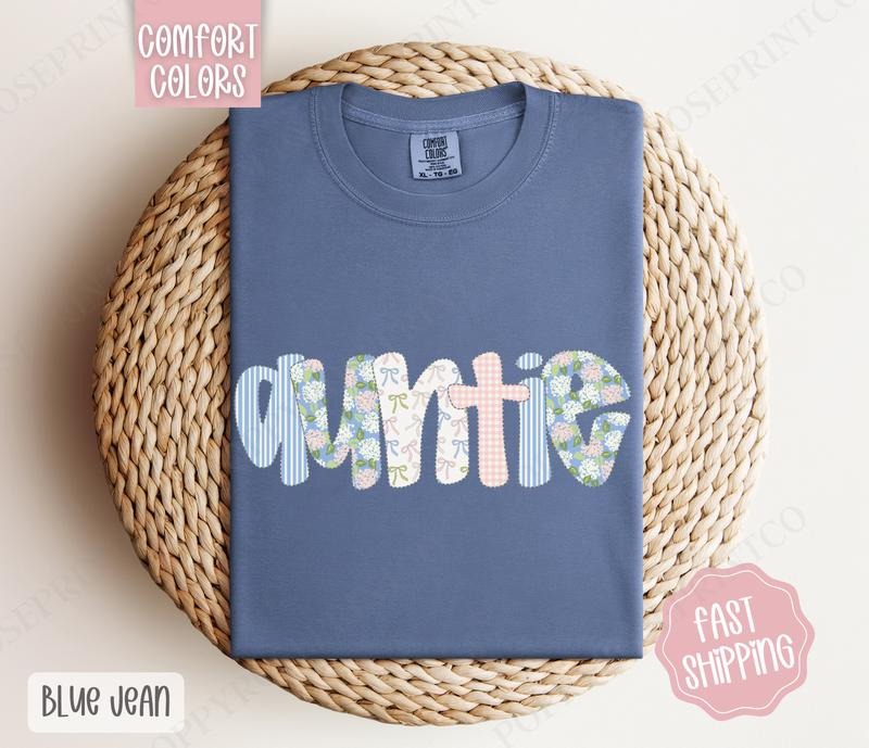 Floral Auntie Comfort Colors Shirt, Cute Aunt Tshirt, Coquette Auntie Tee Hoodie, Sweatshirt | HypeDripTees.com