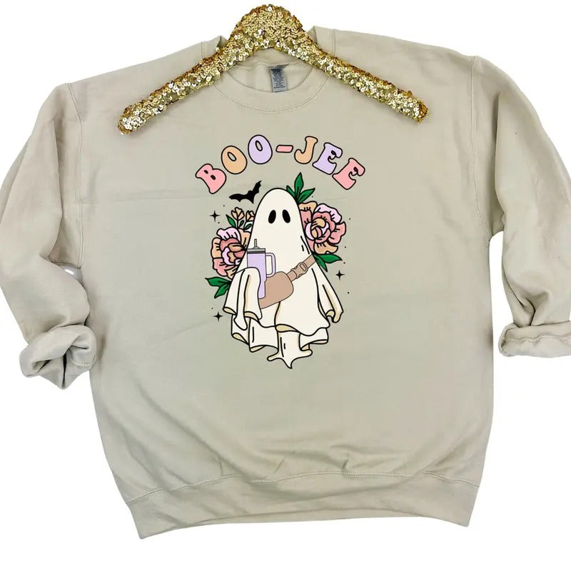 Floral BOO-JEE Ghost Sweatshirt T-Shirts, Hoodie | HypeDripTees.com