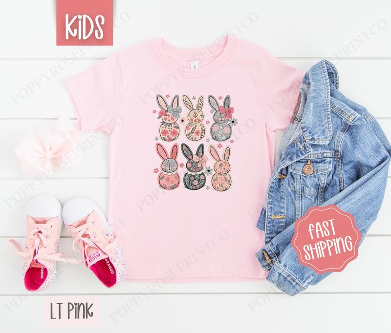 Floral Bunnies Shirt Easter Children'S Cute Gildan T-Shirts, Hoodie, Sweatshirt