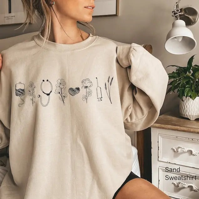 Floral Doctor Sweatshirt, Botanical Medical Student Hoodie, International Doctor's Day Sweater,  Nicu Nurse Sweatshirt...