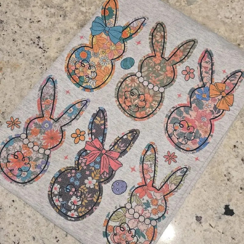 Floral Easter Bunny Graphic Tee or Sweatshirt Hoodie | HypeDripTees.com