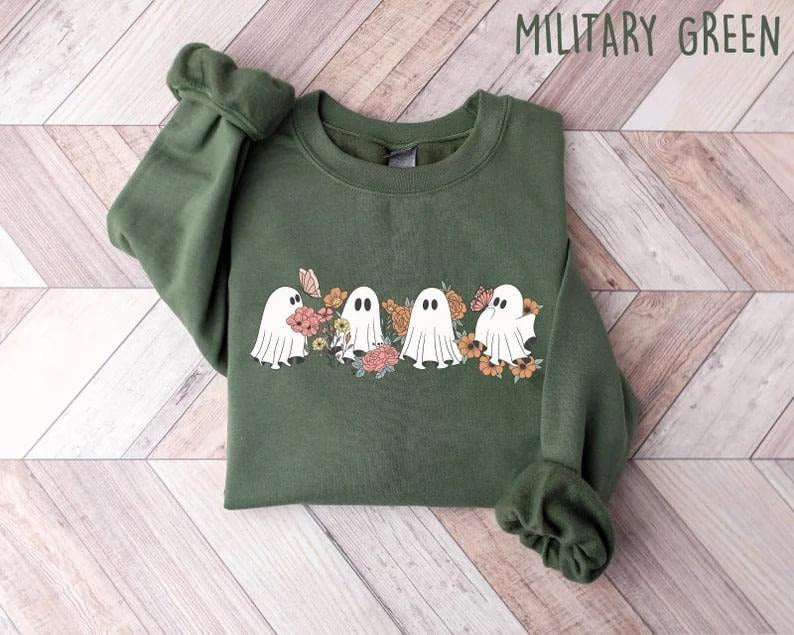 Floral Ghost Halloween Ghost Floral Ghost Shirt Halloween 2024 Happy Halloween Retro Spooky Season Ghost Halloween T-Shirts, Hoodie, Sweatshirt
