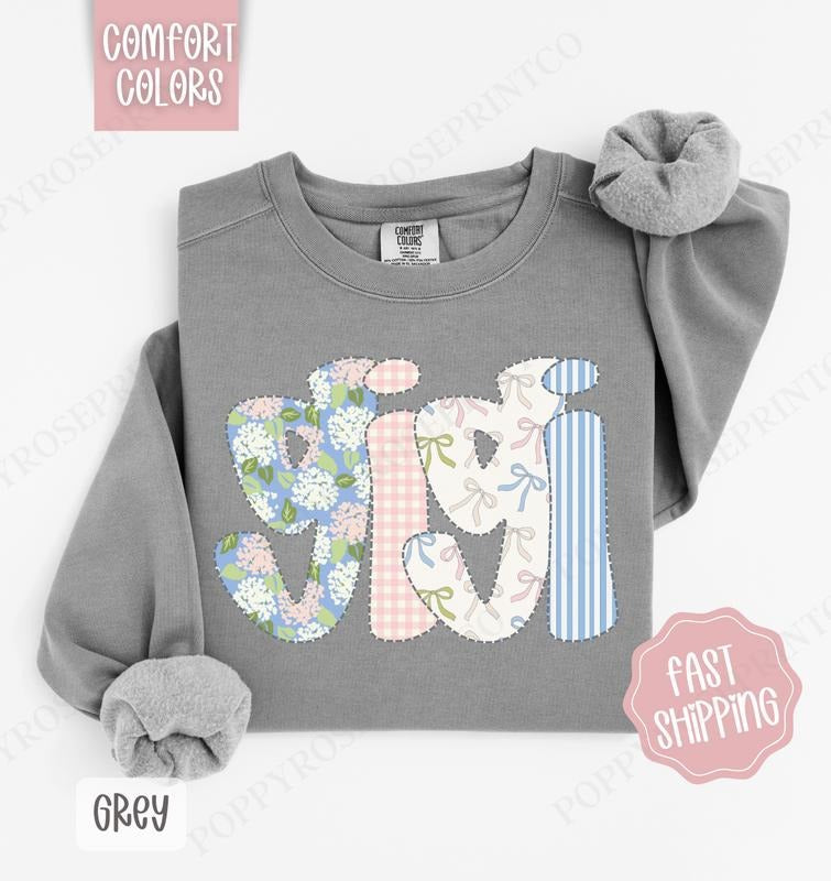 Floral Gigi Comfort Colors Sweatshirt, Cute Spring Grandma Sweater, Coquette Gigi Crewneck T-Shirts, Hoodie