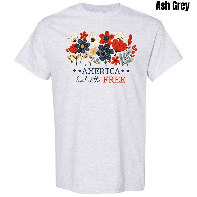 Floral Land Of The Free Gildan Short Sleeve T-Shirt 'NLB' Hoodie, Sweatshirt | HypeDripTees.com
