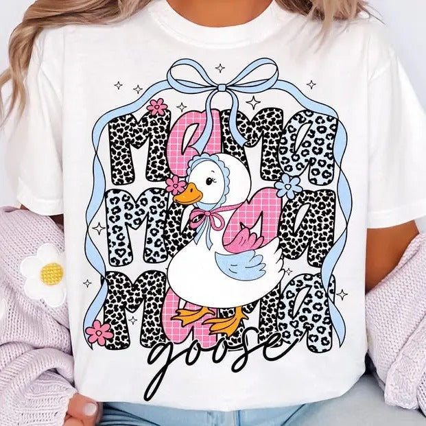 Floral Mama Goose Graphic T-shirt, Mama GooseShirt, Mothers Day Shirt, Floral Mama, Goose, Girly, Duck Goose Lover...