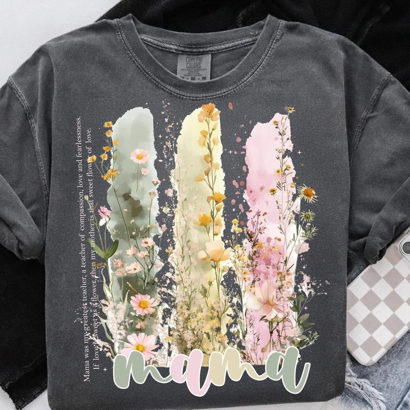 Floral Mama Shirt, Mother Love Shirt, Coquette Mama Bow Shirt, Mama Wild Flower Shirt, Mothers Day Shirt, Gift For Mama...