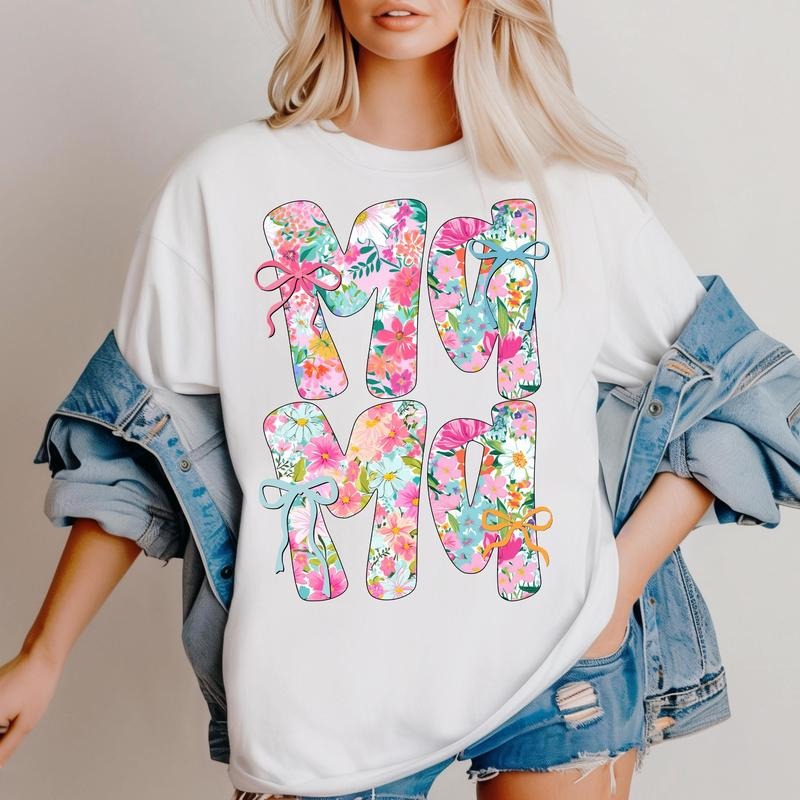 Floral Mama Shirt, Preppy Retro Mama Design, Mama Flower Shirt, Mother's Day Gift Shirt, Mom Aunt Nana Mimi Sublimation...