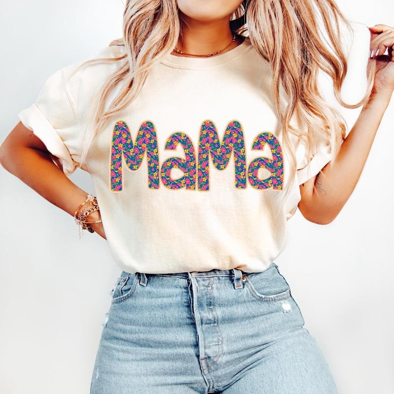 Floral Mama T-Shirt, Retro Mama T-Shirt, Preppy Mama T-Shirt, Mothers Day T-Shirt, Mama Varsity T-Shirt, Spring Floral...