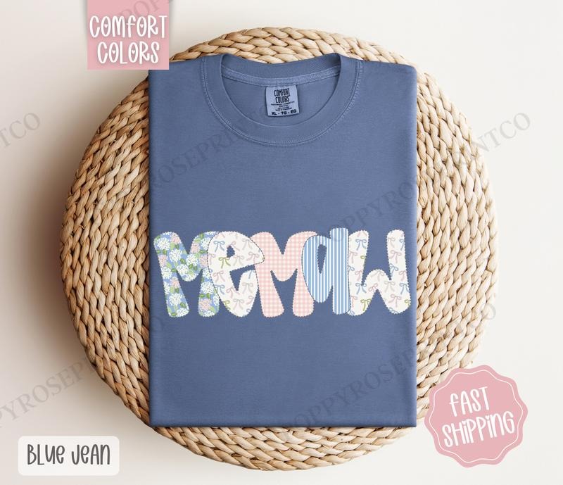 Floral Memaw Comfort Colors Shirt, Cute Spring Grandma Tshirt, Coquette Memaw Tee Hoodie, Sweatshirt | HypeDripTees.com
