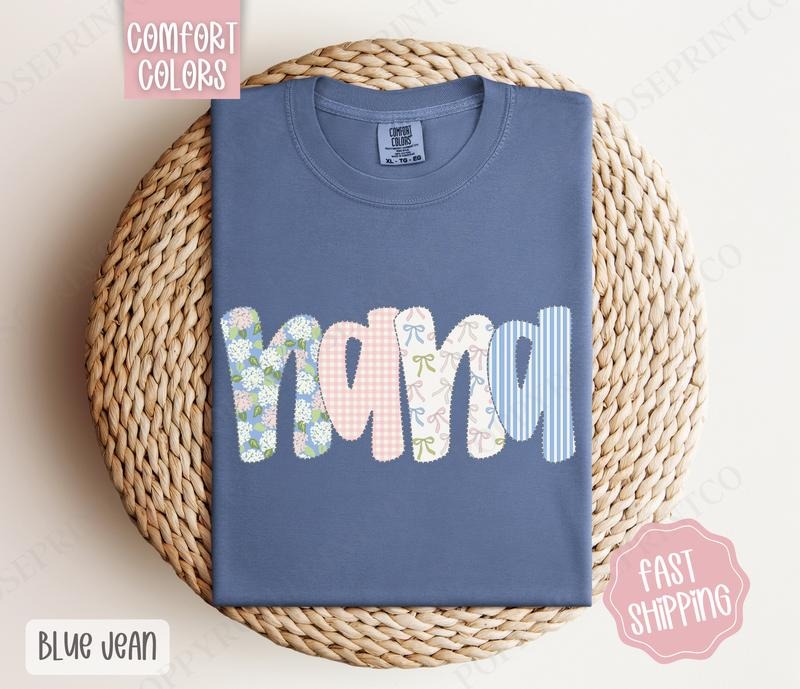 Floral Nana Comfort Colors Shirt, Cute Spring Grandma Tshirt, Coquette Nana Tee Hoodie, Sweatshirt | HypeDripTees.com