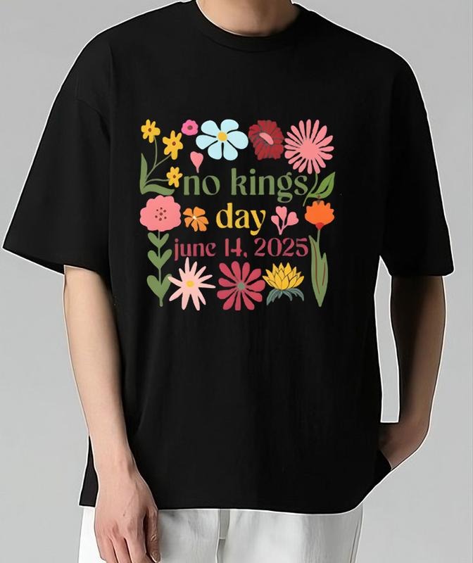 Floral No Kings Day June 14 T-Shirt Cotton Comfort Pair with Anything Vintage Tee for Fans Street Style Retro Vintage...