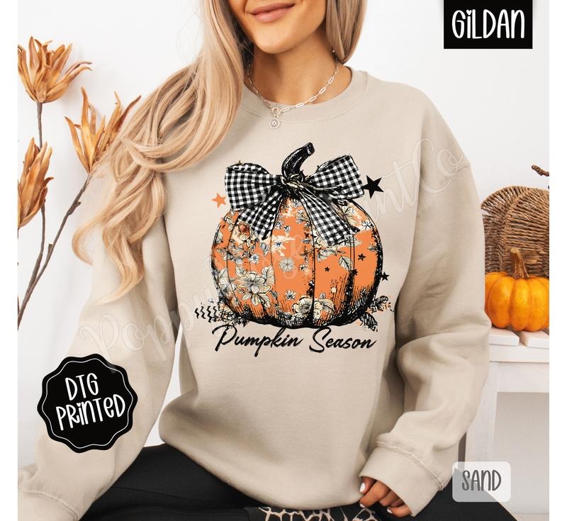 Floral Pumpkin Season Sweatshirt, Trendy Women's Fall Crewneck T-Shirts, Hoodie | HypeDripTees.com