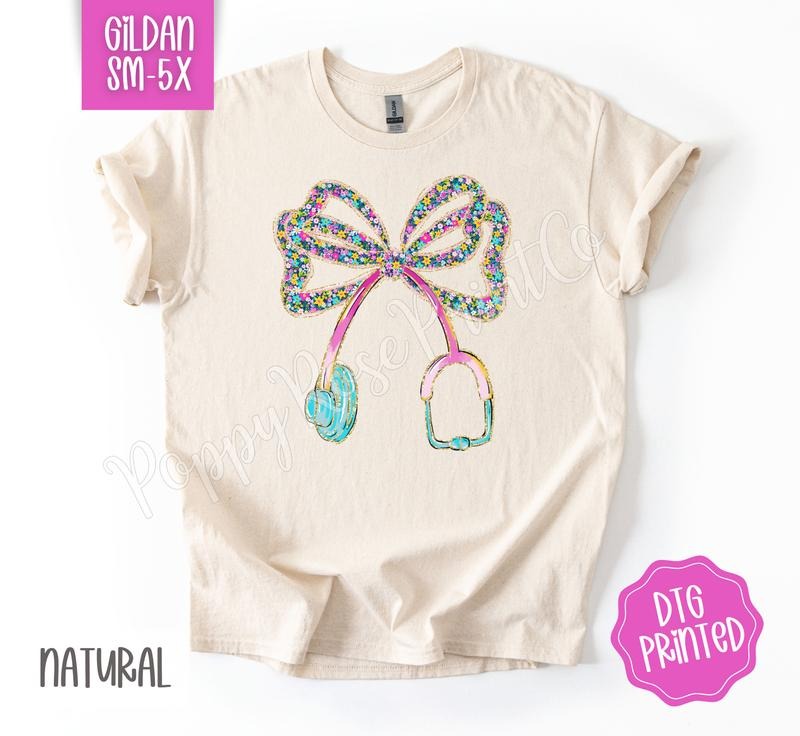 Floral Stethoscope Bow Gildan Shirt, Women's Tshirt, Cute Nurse Tee, Gift for Her Hoodie, Sweatshirt | HypeDripTees.com