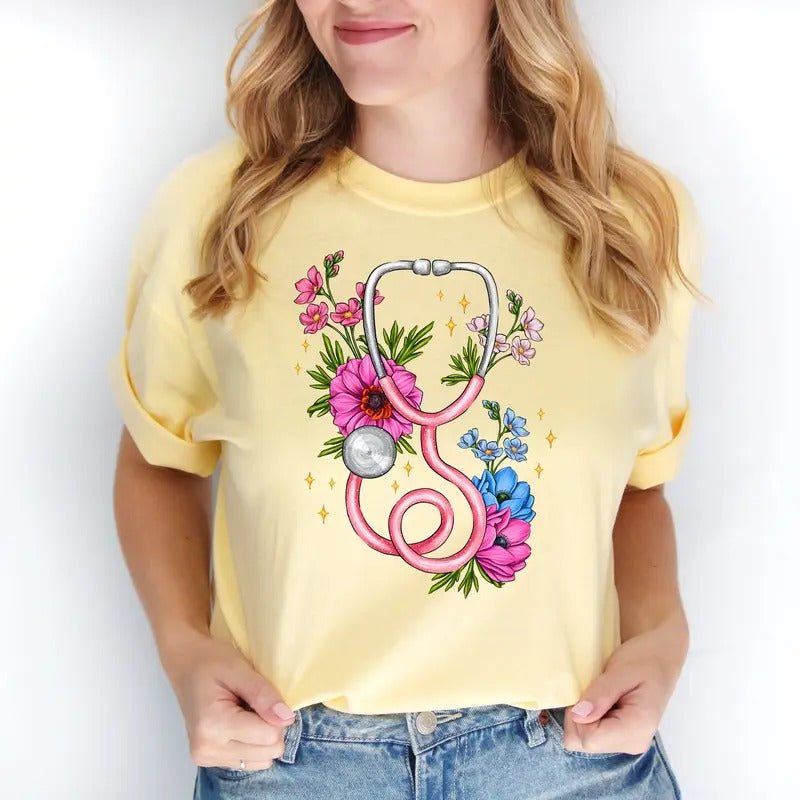 Floral Stethoscope DTF Transfers - THIS IS NOT A SHIRT Hoodie, Sweatshirt | HypeDripTees.com